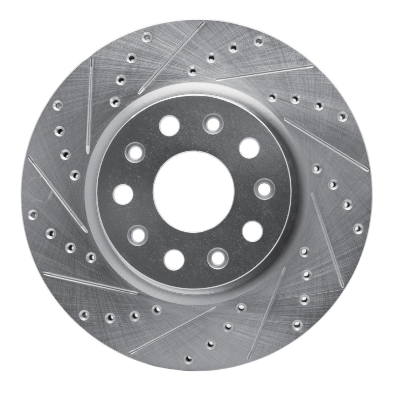 Jeep Wrangler Brake Rotor (1) - Front Left - R1 Concepts - Drilled & Slotted - Silver - `18-`25